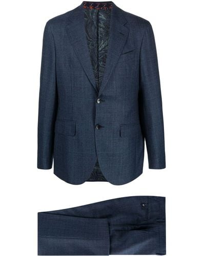 Etro チェック ウールスーツ - ブルー