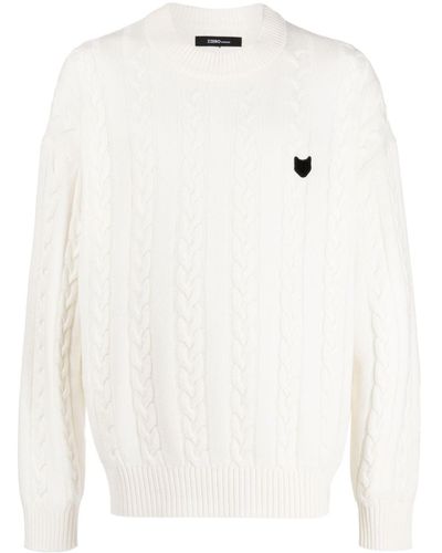 ZZERO BY SONGZIO Panther Cable-knit Jumper - White