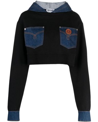 Moschino Jeans Sudadera con capucha y diseño patchwork - Negro