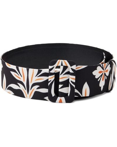 La DoubleJ Floral-print Buckled Belt - Black