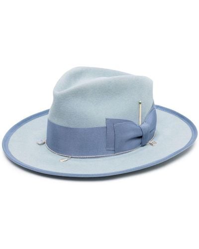 Nick Fouquet Sombrero con detalle de pañuelo - Azul