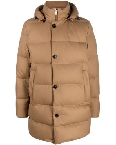 Woolrich Button-fastening Hooded Padded Coat - Brown