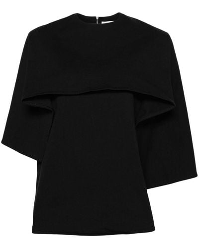 Jil Sander Draped-panel Cotton T-shirt - Black