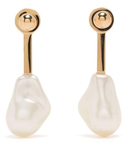 Rejina Pyo Boucles d'oreilles pendantes à perle - Blanc