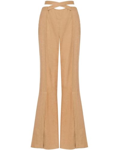 Alberta Ferretti Belted Flared Trousers - Natural