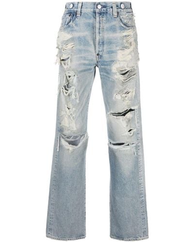KENZO X Levi's 1933 501 Gerafelde Straight Jeans - Blauw