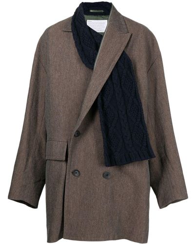 Kolor Deconstruted Double-breasted Coat - Brown