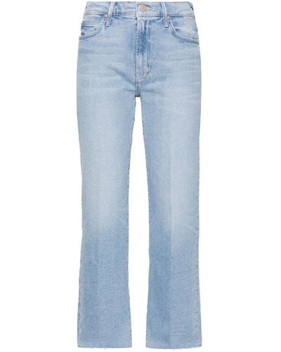 Mother Jeans crop a vita media Kick It Ankle Fray - Blu
