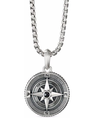 David Yurman Sterling Silver Maritime Compass Diamond Amulet - Metallic