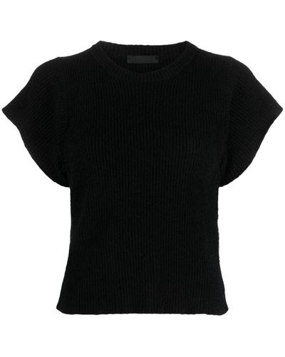 Wardrobe NYC Knitted Short-sleeve Top - Zwart