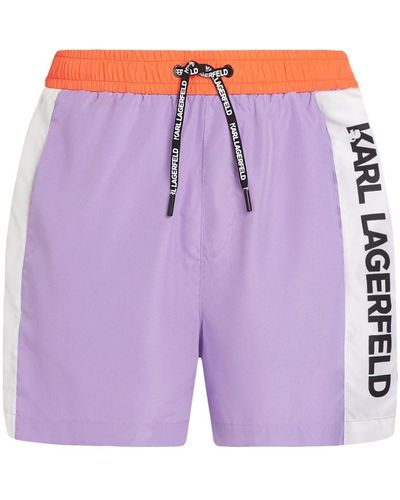 Karl Lagerfeld Colour-block Swim Shorts - Purple