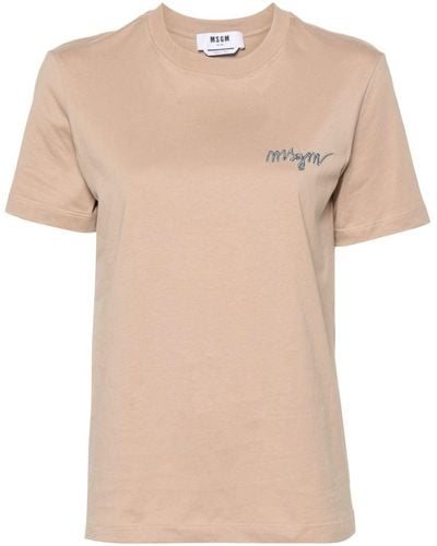 MSGM Camiseta con logo bordado - Neutro