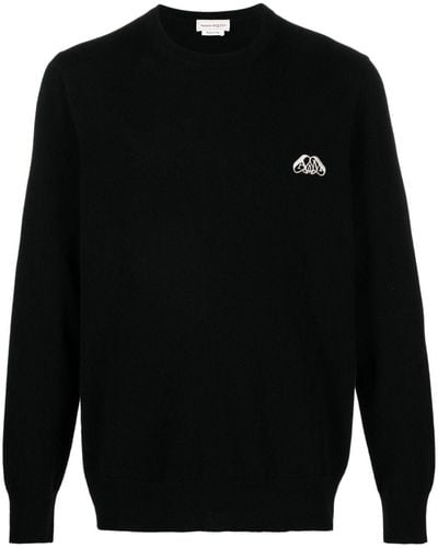 Alexander McQueen Jersey con logo bordado - Negro