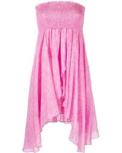 Etro Off-shoulder Paisley Print Minidress - Pink