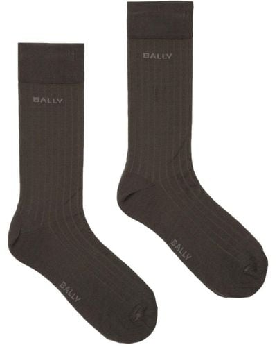 Bally Logo-intarsia Socks - Brown