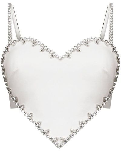 Area Crystal-trim Heart-shaped Top - Natural
