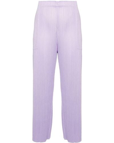 Pleats Please Issey Miyake April Plissé Straight-leg Pants - Purple