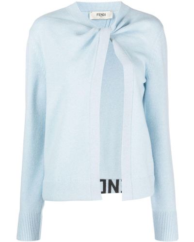 Fendi Cardigan ouvert à détail torsadé - Bleu