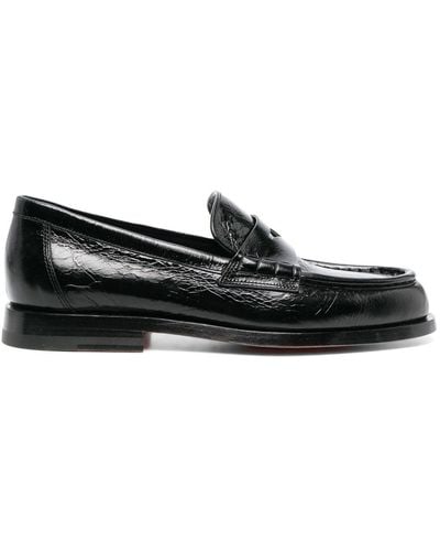 Santoni Penny-slot Leather Loafers - Black