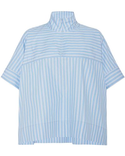 Rosetta Getty Striped Cotton Short-sleeve Shirt - Blue