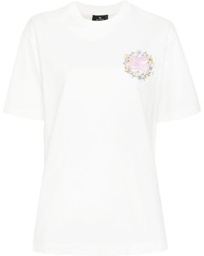Etro Camiseta con motivo Pegaso bordado - Blanco