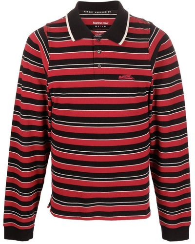 Martine Rose Striped Long-sleeve Polo Shirt - Red
