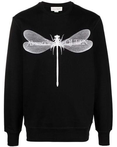 Alexander McQueen Camisa con estampado Dragonfly - Negro