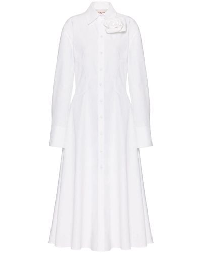 Valentino Garavani Robe-chemise Compact Popeline mi-longue - Blanc
