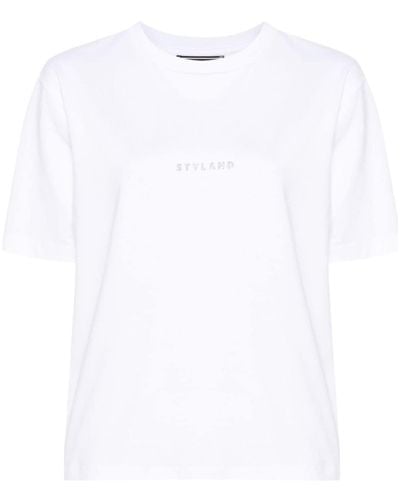 Styland Glitter-detail Cotton T-shirt - White