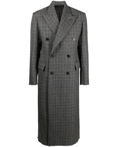 Balenciaga Wool Checked Coat - Grey