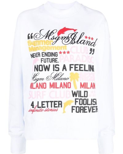 MSGM Sudadera con motivo de palabra - Blanco