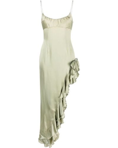 Alessandra Rich Ruffle-detail Silk Dress - Green
