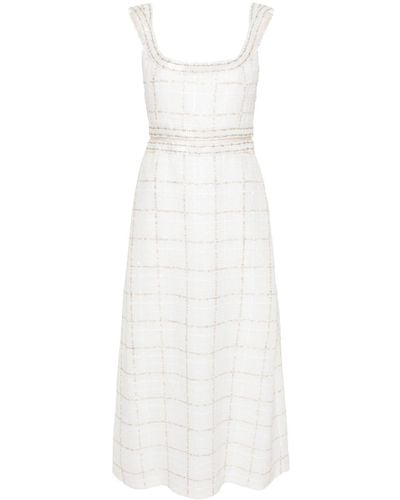 Giambattista Valli Kariertes Kleid mit Pailletten - Weiß