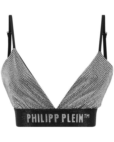 Philipp Plein Fluo Crystal-embellished Bras - Gray