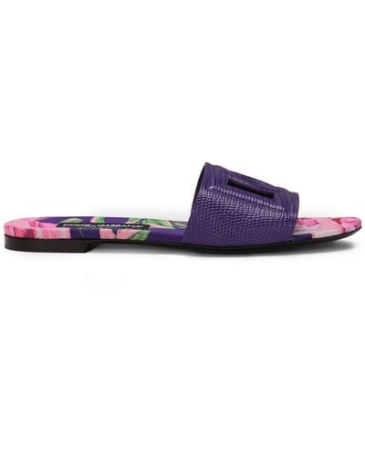 Dolce & Gabbana Dg Slippers Met Hagedissenhuid-effect - Paars