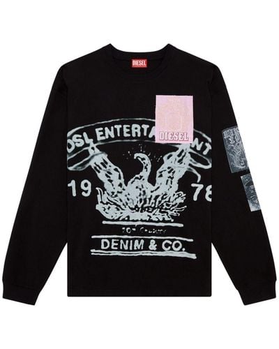 DIESEL Graphic-print Cotton Sweater - Black