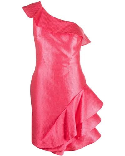 Gemy Maalouf Schulterfreies Kleid mit Rüschenborte - Pink