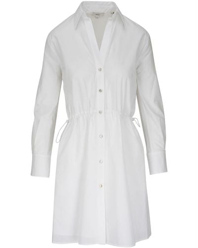 Vince Drawstring-waist Cotton Shirtdress - White