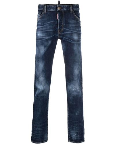 DSquared² Straight-Leg-Jeans mit Logo-Patch - Blau