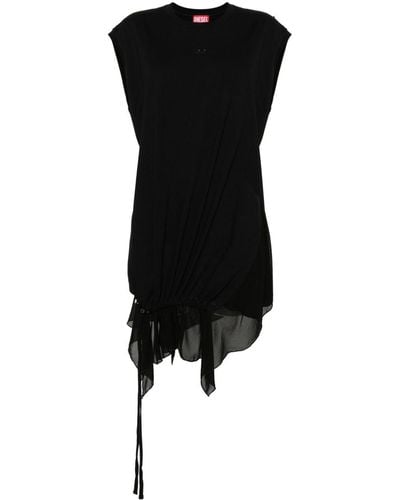 DIESEL Asymmetric Cotton T-shirt Dress - Black