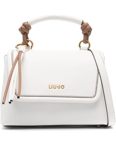 Liu Jo Synthetic Leather Tote Bag With Logo Plaque - White