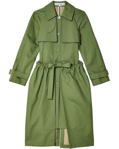JW Anderson Gathered-detail Belted Trench Coat - Green
