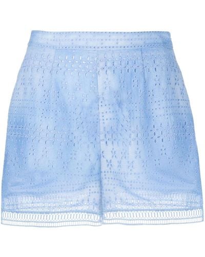 Ermanno Scervino Broderie-anglaise Short Shorts - Blue