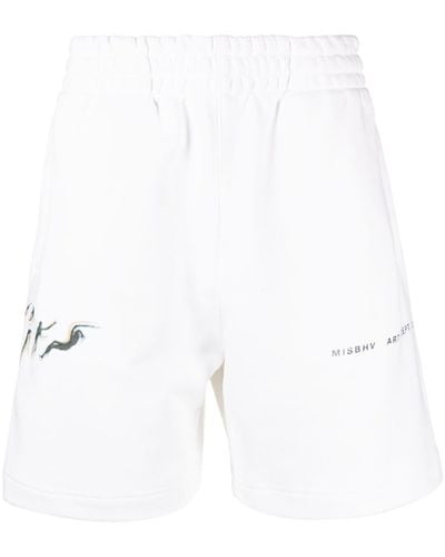 MISBHV Shorts sportivi con stampa - Bianco