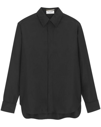 Saint Laurent Cotton-silk Blend Shirt - Black