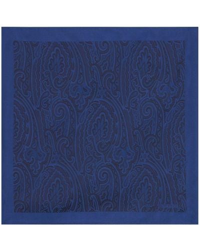 Etro Paisley-print Silk Pocket Square - Blue