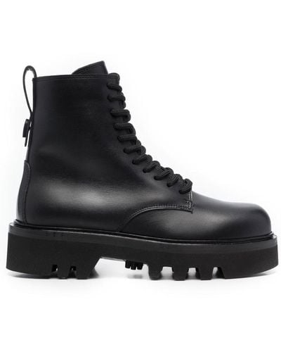 Furla Lace-up Leather Boots - Black