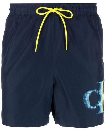 Calvin Klein ロゴ トランクス水着 - ブルー