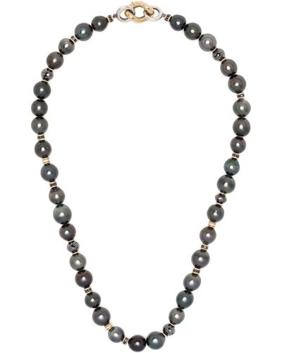 MAOR Beaded Pearl Necklace - Metallic