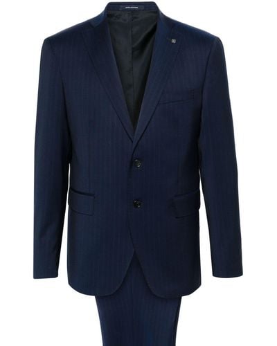 Tagliatore Einreihiger Anzug mit Nadelstreifen - Blau